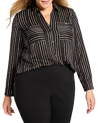 Nic+Zoe Plus Mini Painted Stripe Shirt