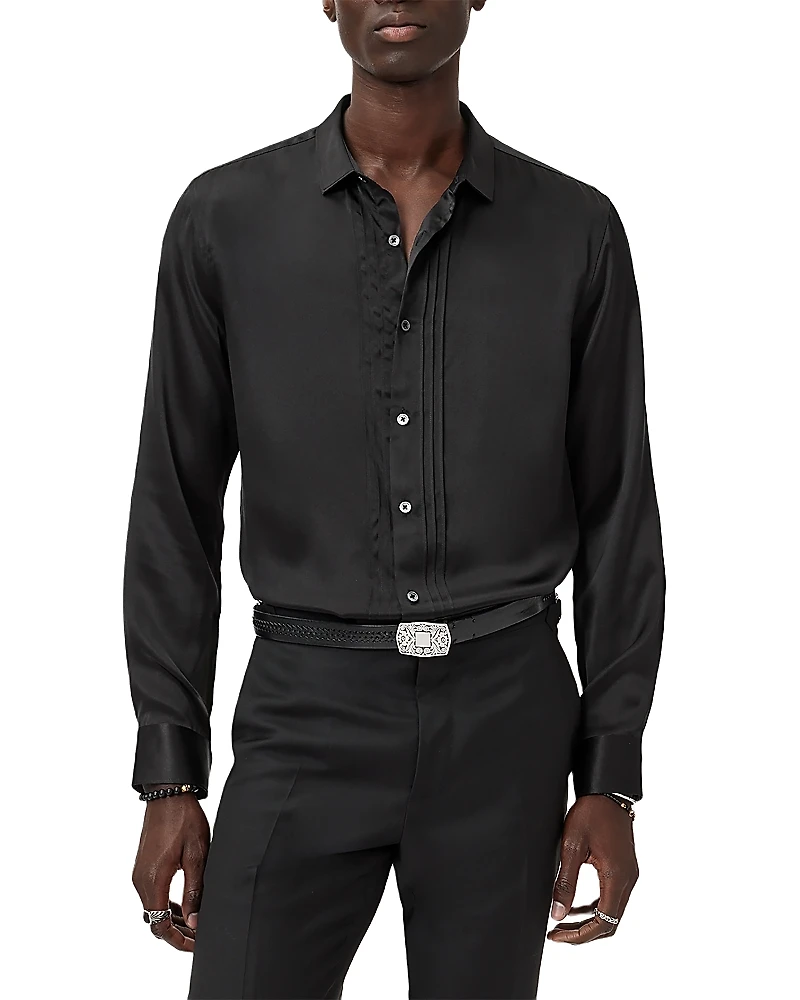 John Varvatos Albany Button Front Silk Shirt