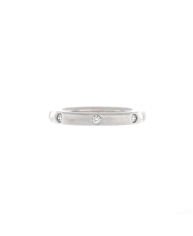 Pre-Owned Van Cleef & Arpels 2.5mm Tendrement Etoiles Wedding Band Ring Platinum with 3 Diamonds