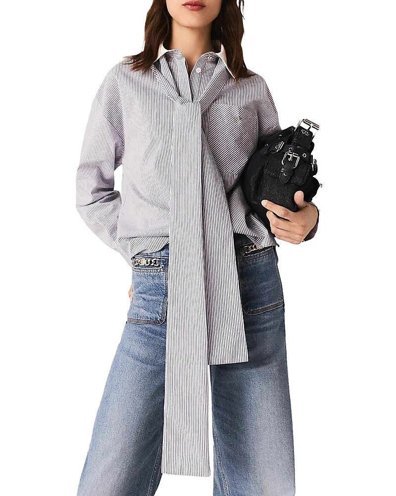 Maje Striped Bow Shirt