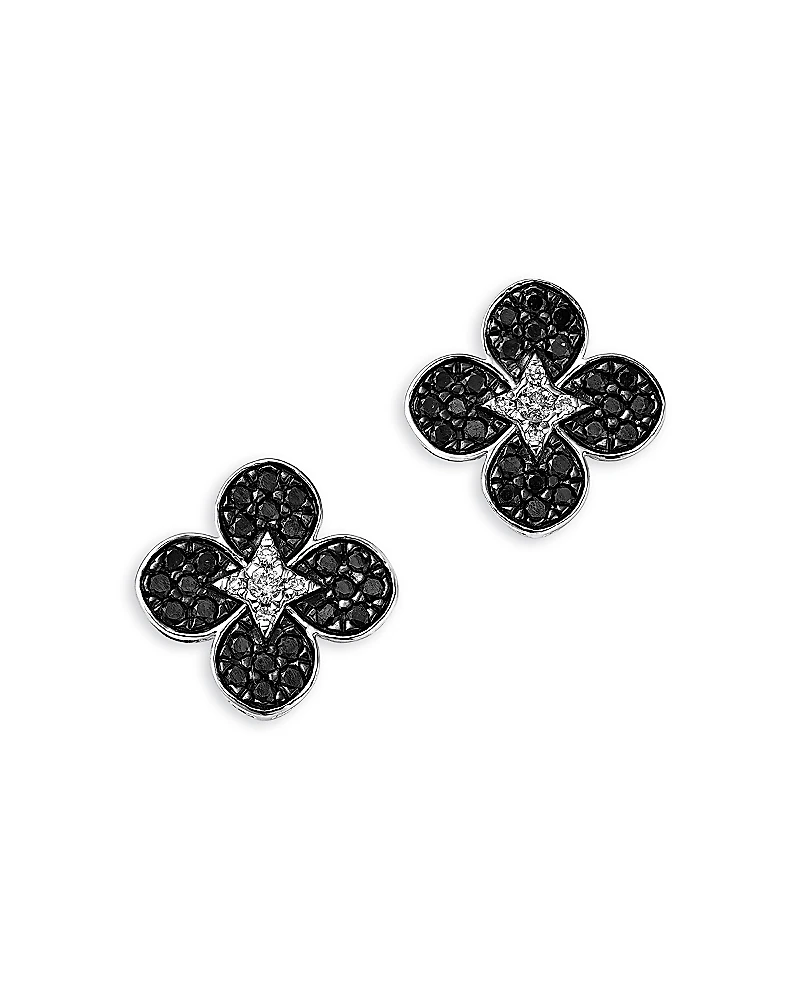 Bloomingdale's Fine Collection Black & White Diamond Clover Stud Earrings