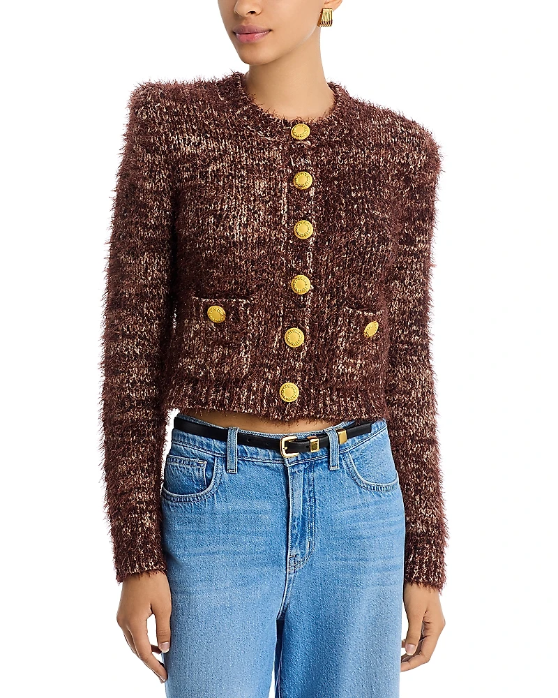 L'Agence Una Crewneck Cardigan Sweater