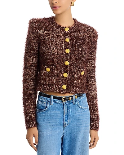 L'Agence Una Crewneck Cardigan Sweater