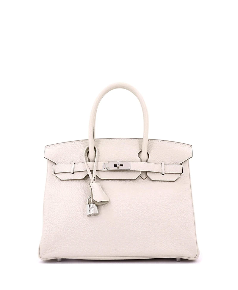 Pre-Owned Hermes Birkin Handbag Light Clemence with Palladium Hardware