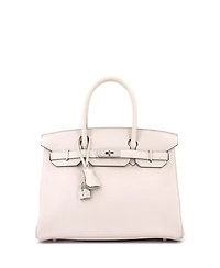 Pre-Owned Hermes Birkin Handbag Light Clemence with Palladium Hardware