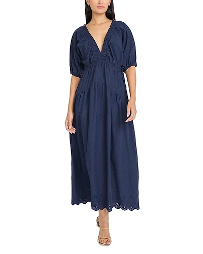 The Good Journey V Neck Puff Sleeve Dress