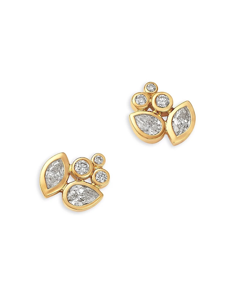 Bloomingdale's Fine Collection Diamond Mixed Cut Bezel Cluster Stud Earrings
