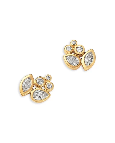Bloomingdale's Fine Collection Diamond Mixed Cut Bezel Cluster Stud Earrings