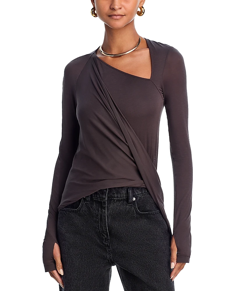 Helmut Lang Twist Draped Long Sleeve Top