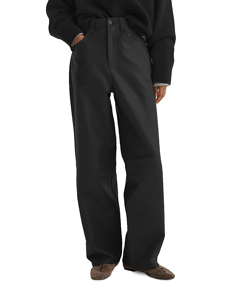 ROHE Leather Barrel Pants