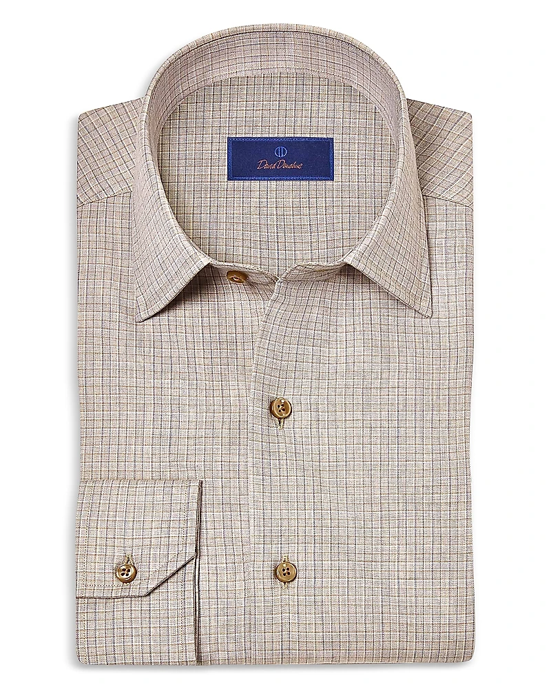 David Donahue Cashmere Blend Twill Check Sport Shirt