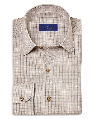 David Donahue Cashmere Blend Twill Check Sport Shirt