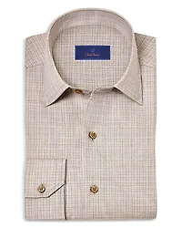 David Donahue Cashmere Blend Twill Check Sport Shirt