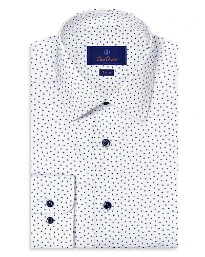 David Donahue Slim Fit Printed Tossed Neat Dress Shirt