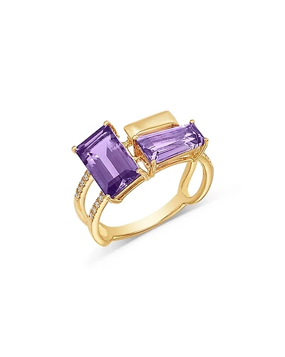 Bloomingdale's Fine Collection Amethyst, Pink Amethyst & Diamond Ring