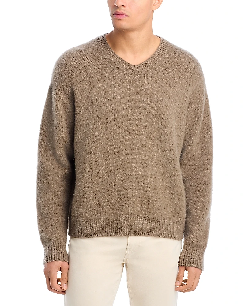 Frame Brushed Cashmere V Neck Sweater