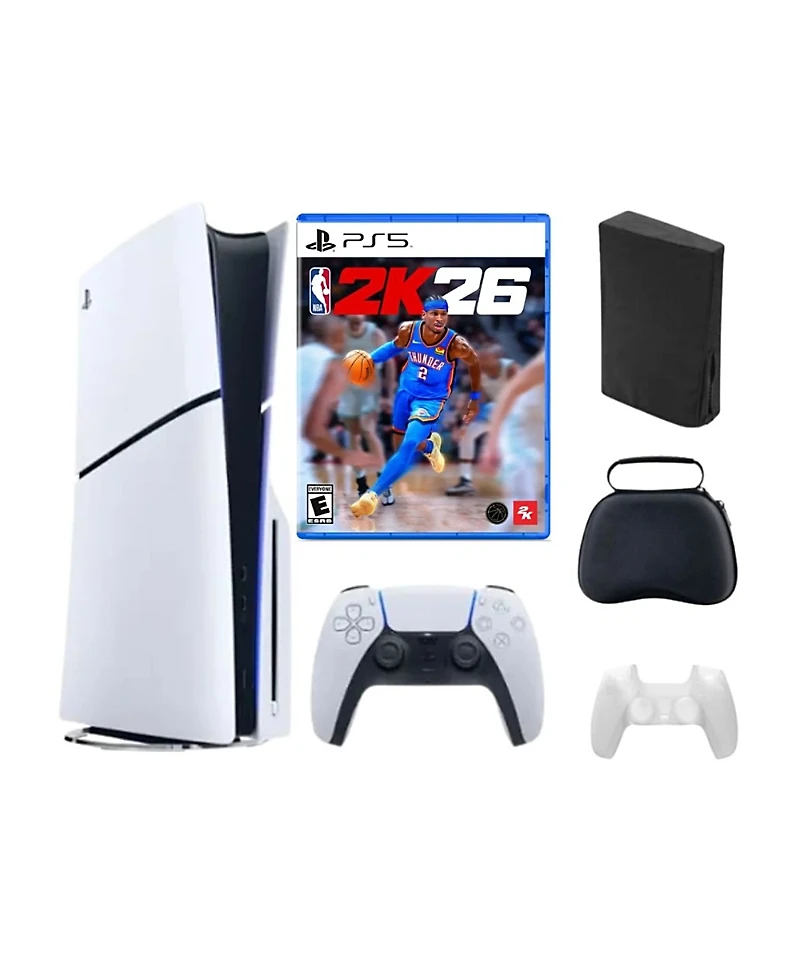 Sony PlayStation 5 Slim Disc Bundle with Nba 2K26 Game and Accessories