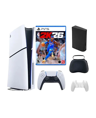 Sony PlayStation 5 Slim Disc Bundle with Nba 2K26 Game and Accessories