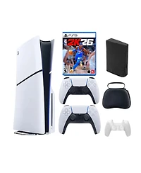 Sony PlayStation 5 Slim Disc Bundle with Nba 2K26 Game, Accessories and Extra Controller