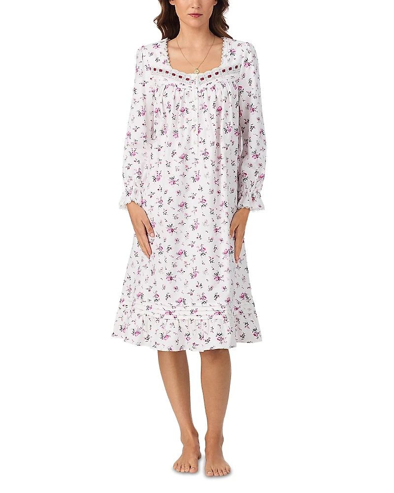 Eileen West Long Sleeve Cotton Flannel Waltz Nightgown