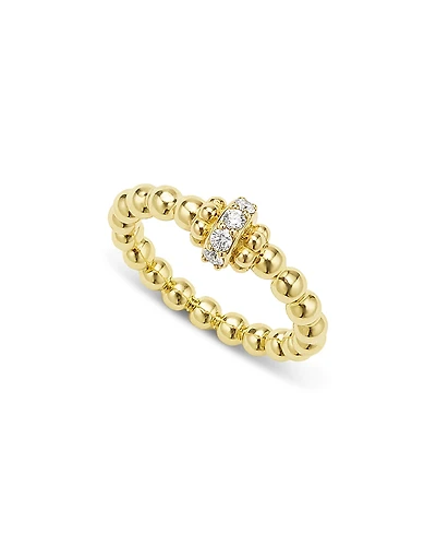 Lagos 18K Yellow Gold Caviar Gold Diamond Rondelle Bead Stacking Ring