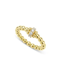 Lagos 18K Yellow Gold Caviar Gold Diamond Rondelle Bead Stacking Ring