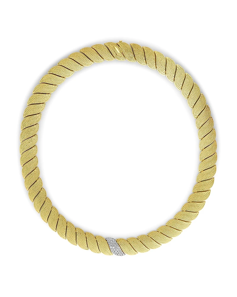 Roberto Coin 18K White & Yellow Gold San Marco Textured Collar Necklace, 16