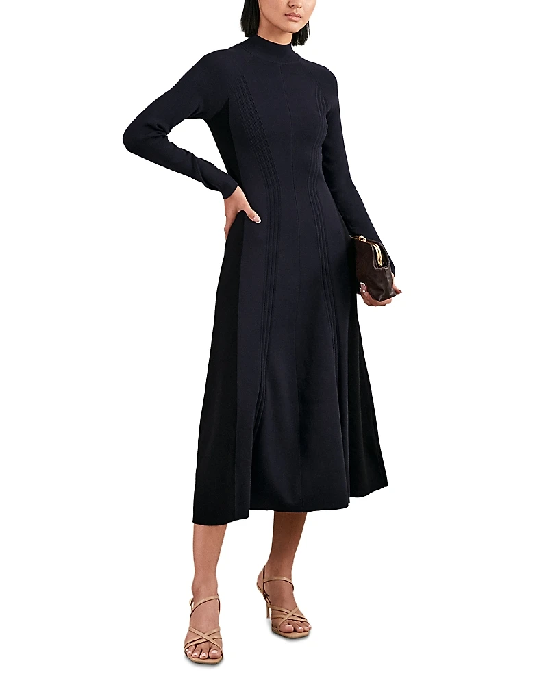Reiss Petite Zaya Fluted Midi Knit Dress