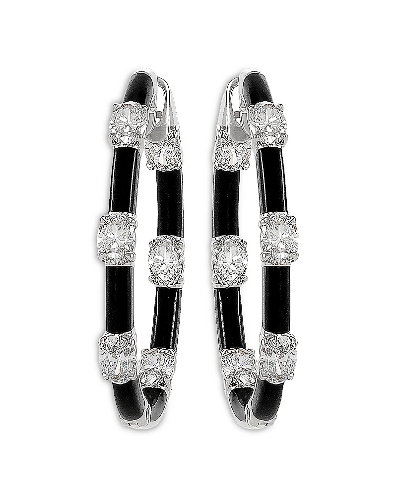 Etho Maria 18K White Gold Dolce Blue Onyx & Diamond Large Hoop Earrings