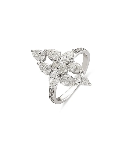Etho Maria 18K White Gold Diamond Collection Diamond Mixed Cut Cluster Ring
