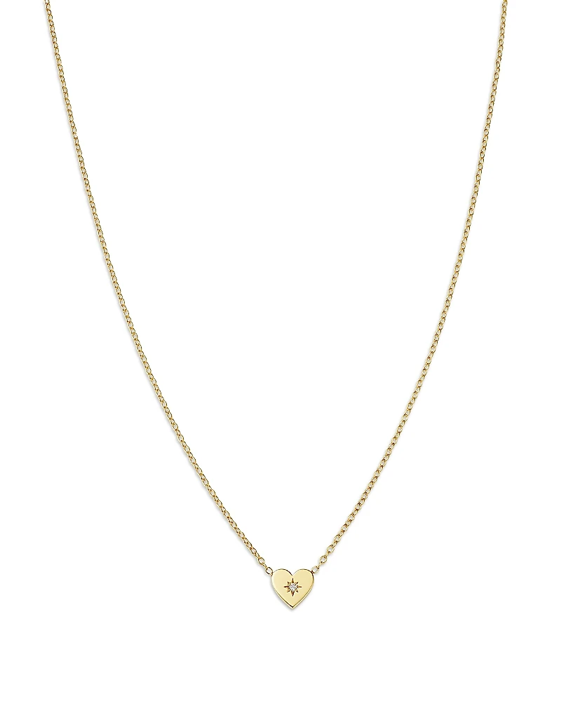 Zoe Chicco 14K Yellow Gold Midi Bitty Symbols Diamond Accent Heart Pendant Necklace, 14-16