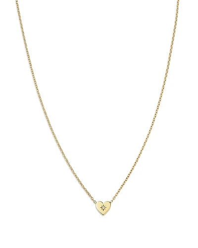Zoe Chicco 14K Yellow Gold Midi Bitty Symbols Diamond Accent Heart Pendant Necklace, 14-16