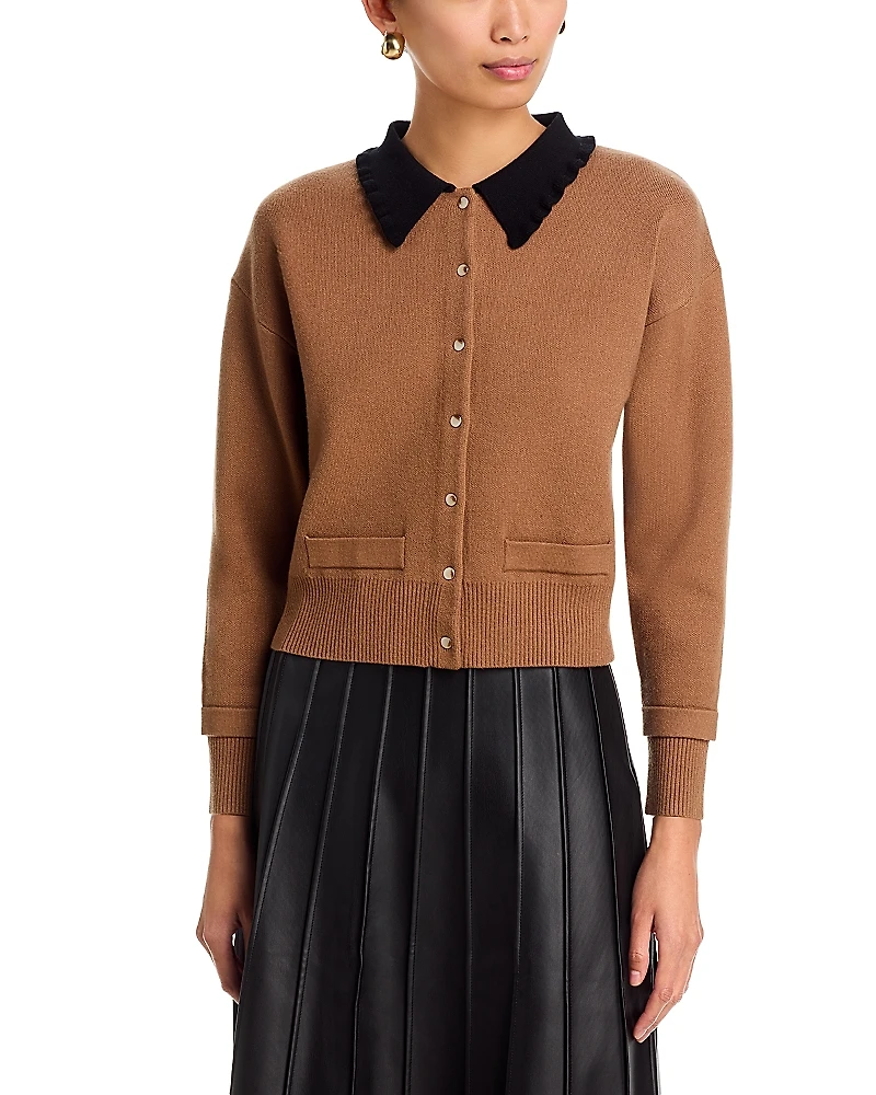 Sioni Contrast Collar Cardigan Sweater