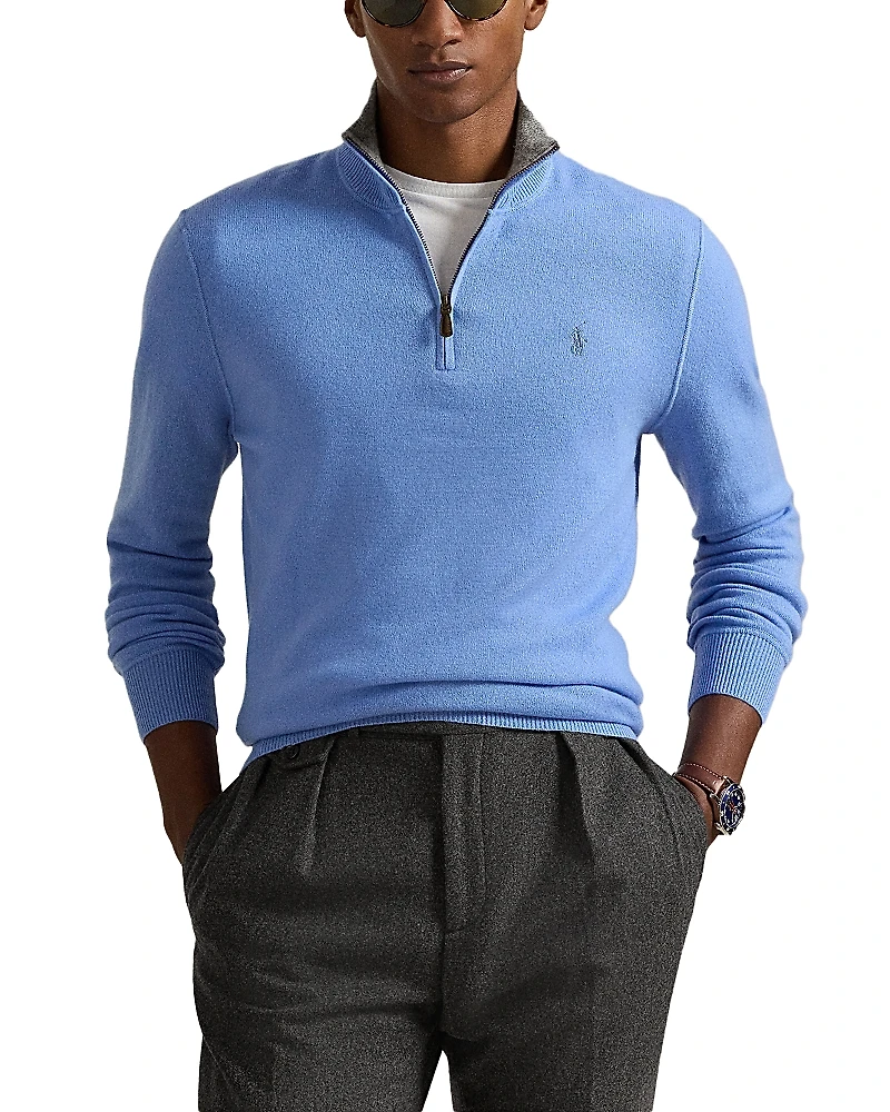 Polo Ralph Lauren Cashmere Regular Fit Quarter Zip Mock Neck Sweater