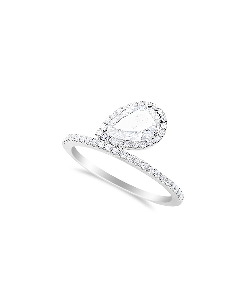 Meira T 14K White Gold Lab Grown Diamond Pear & Round Halo Ring
