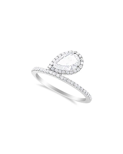 Meira T 14K White Gold Lab Grown Diamond Pear & Round Halo Ring