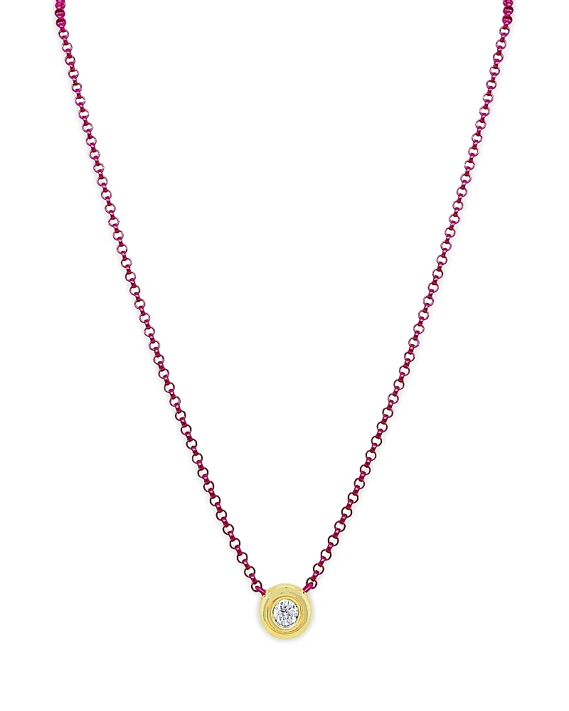 Meira T Bezel Set Diamond Pink Chain Necklace, 16-18