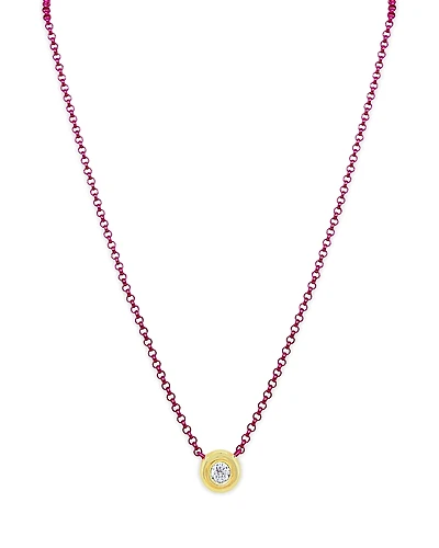 Meira T Bezel Set Diamond Pink Chain Necklace, 16-18