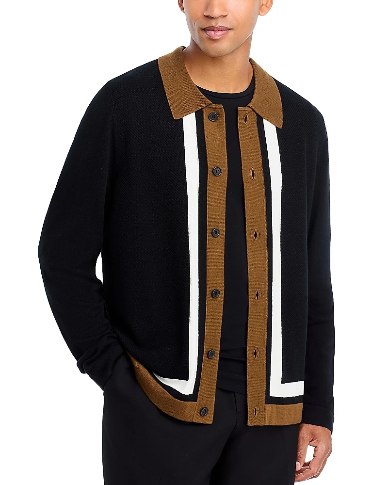 Hugo Color Blocked Button Sweater