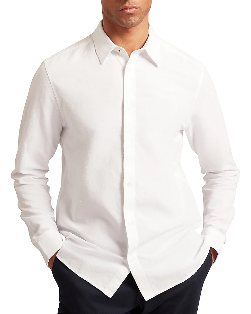 Ted Baker Long Sleeve Regular Fit Linen Blend Shirt