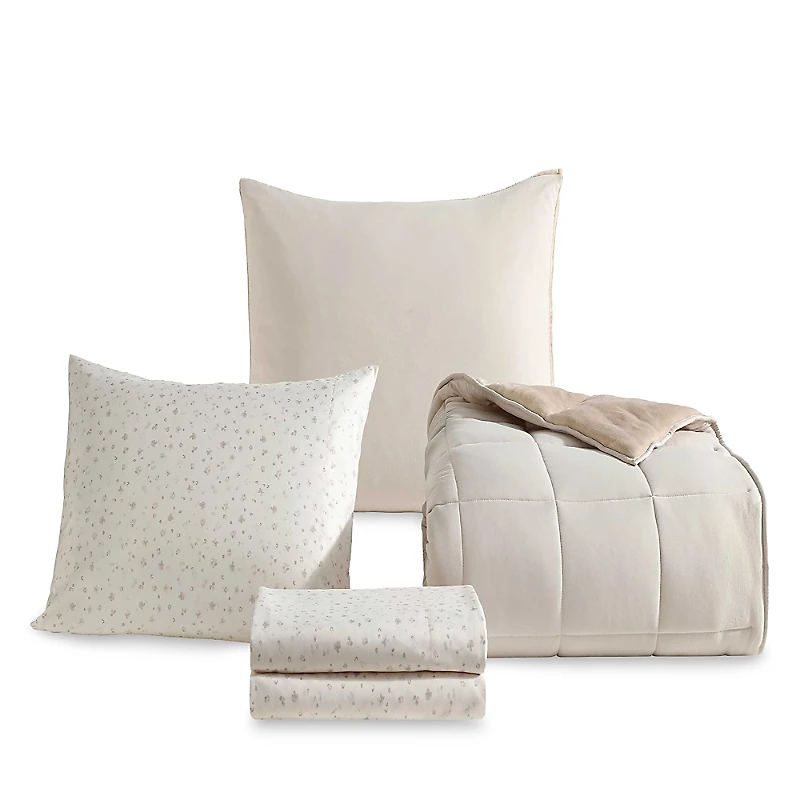 Calvin Klein Solid Washed Reversible Plush Piece Comforter Set