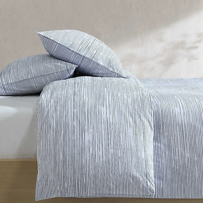 Calvin Klein Washed Percale Wavy Stripe 3 Piece Comforter Set