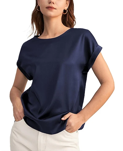 Lilysilk Short Sleeves Round Neck Silk Tee