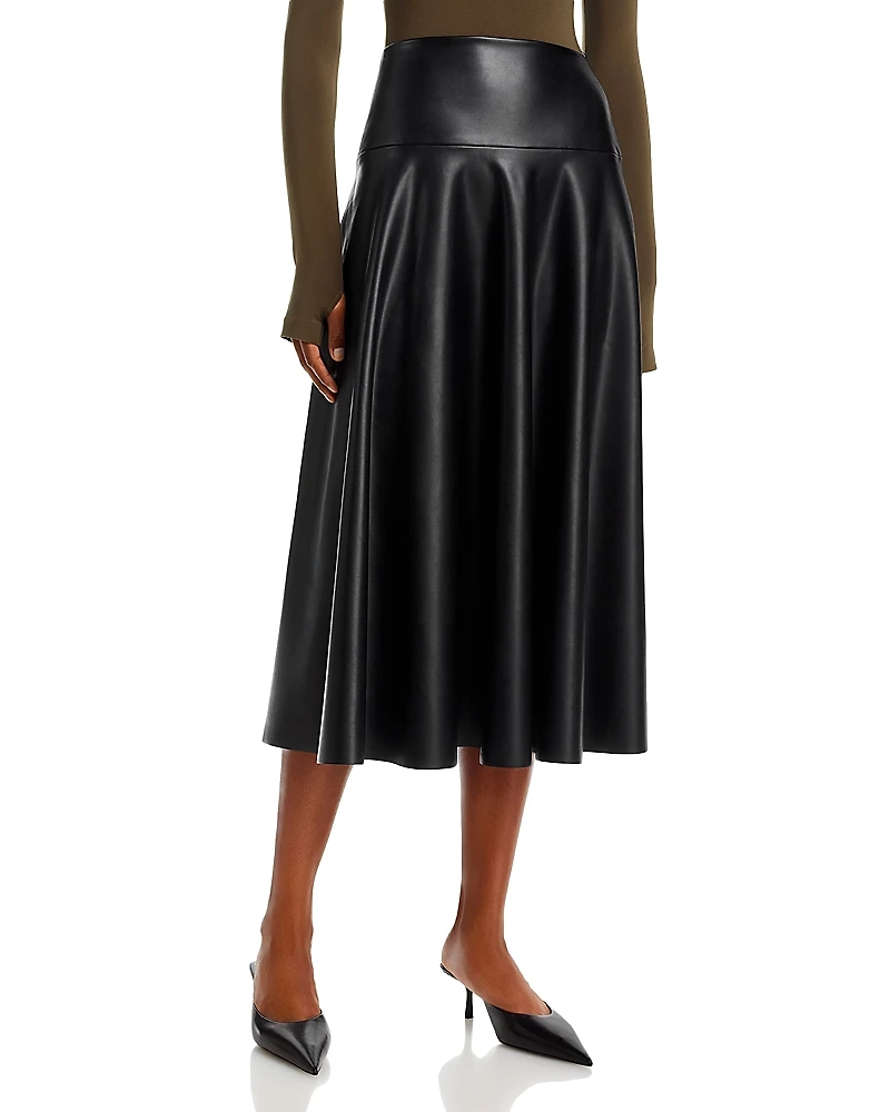 Norma Kamali Faux Leather Midi Skirt