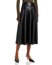 Norma Kamali Faux Leather Midi Skirt