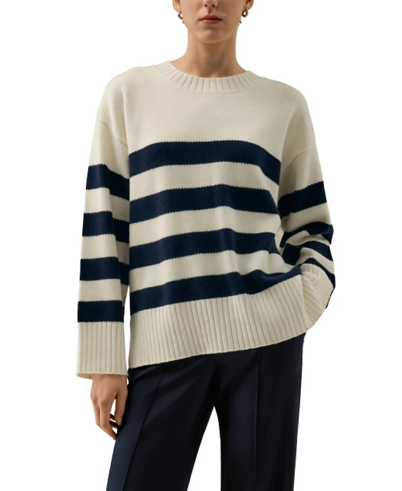 Lilysilk Striped Wool-Cashmere Over