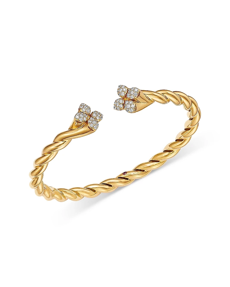 Roberto Coin Diamond Twist Open Bangle Bracelet