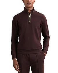 Reiss Hale Interlock Leather Placket Half Zip