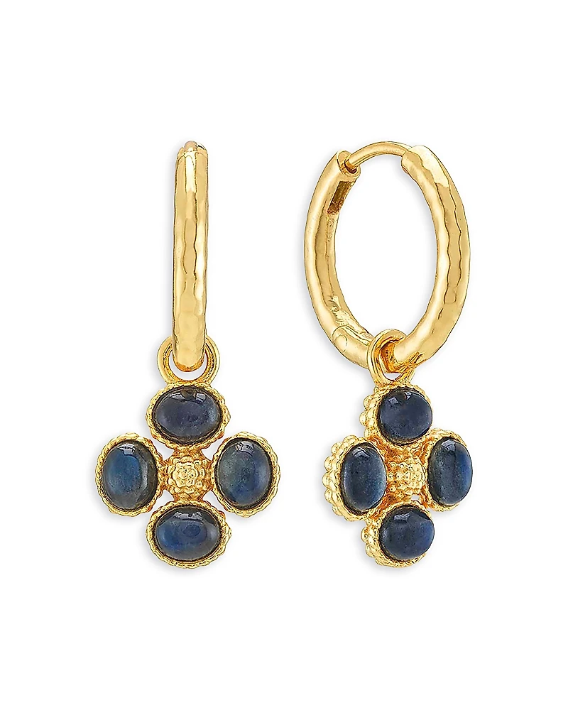 Capucine De Wulf Blue Labradorite Berry Clover Hoop Earrings