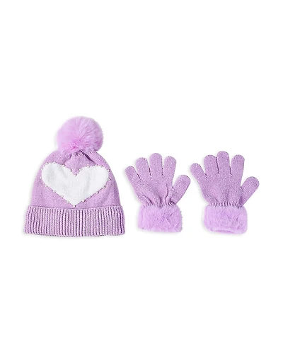 Omg Accessories Girls' Heart Hat & Gloves Set - Big Kid
